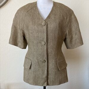 Vintage 100% linen Classic Women's Beige Blazer. S